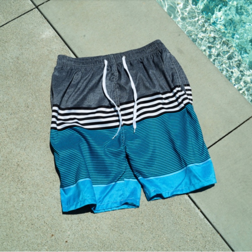 Grey - Blue swim trunks. (S) Brand New